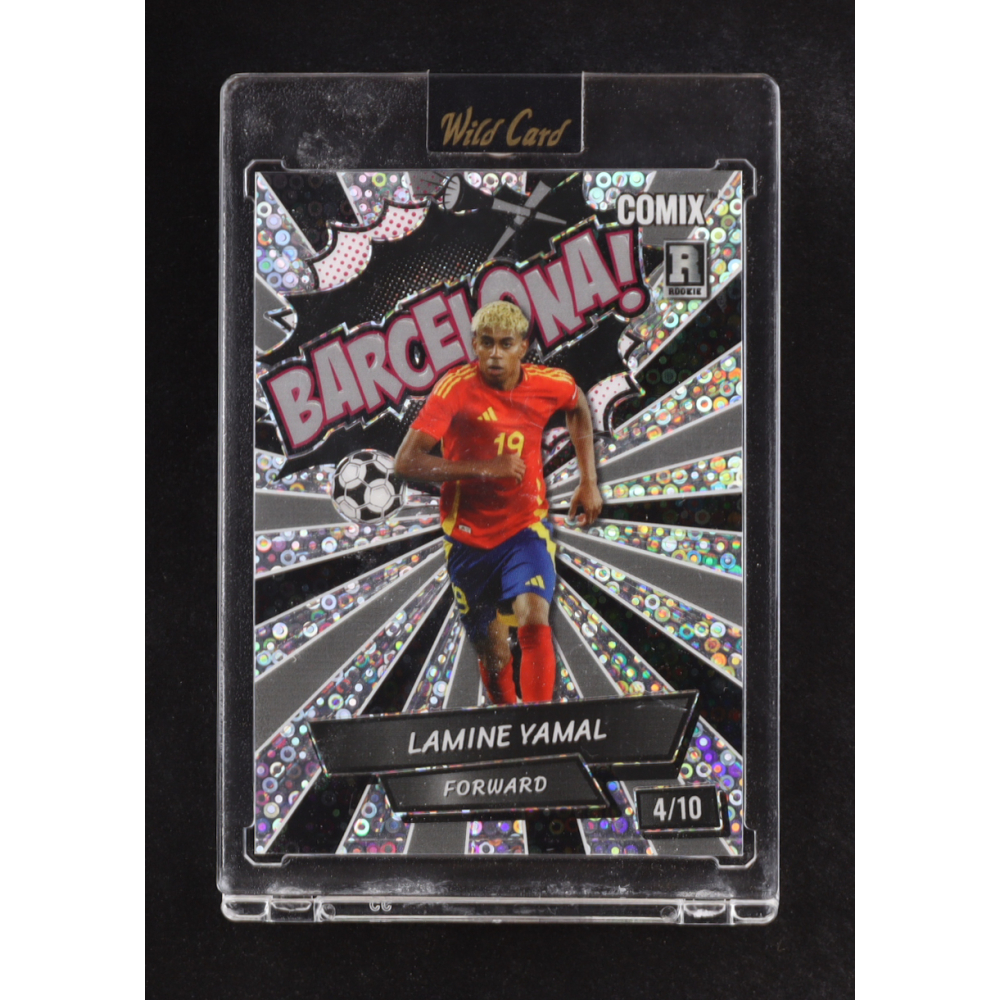 Lamine Yamal 2024 Wild Card Comix BARCELONA! Silver Donut Circles #ACBLB-LY01 #04/10 RC at PristineAuction.com