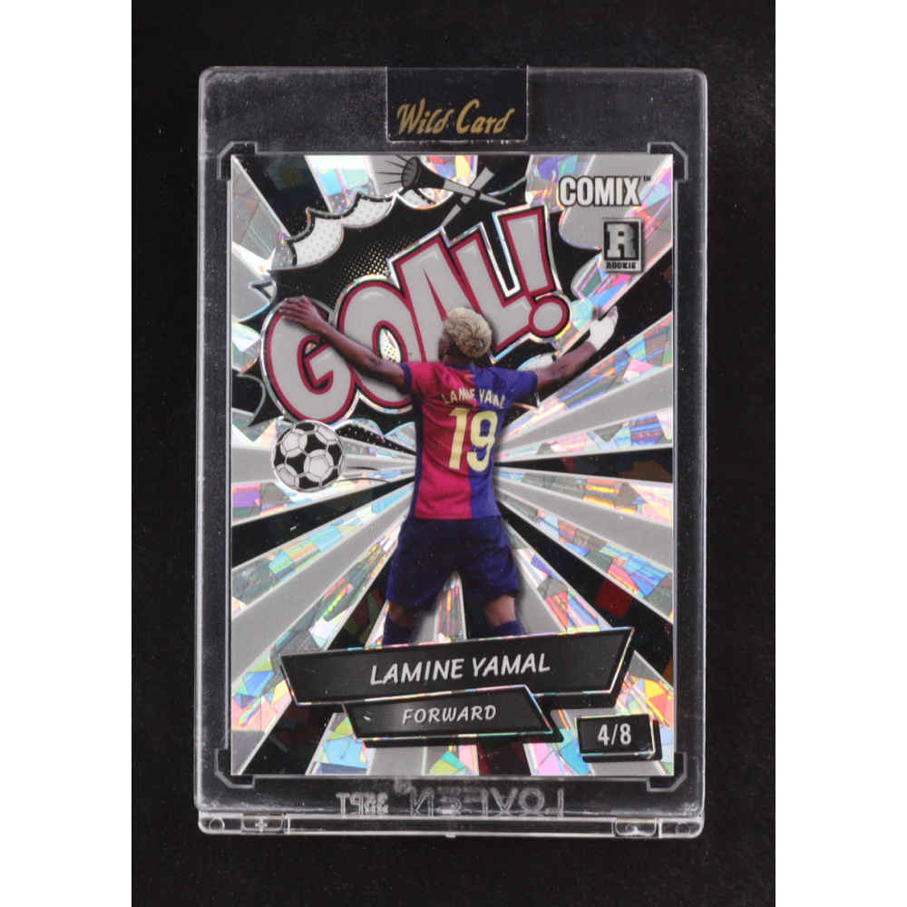 Lamine Yamal 2024 Wild Card Comix GOAL! Silver Crystal #ACBLG-LY05 #4/8 RC at PristineAuction.com