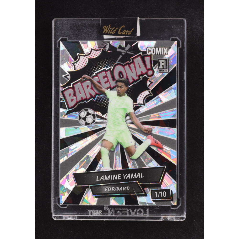 Lamine Yamal 2024 Wild Card Comix BARCELONA! Silver Crystal #ACBLB-LY09 #01/10 RC at PristineAuction.com Lamine Yamal 2024 Wild Card Comix BARCELONA! Silver Crystal #ACBLB-LY09 #01/10 RC at PristineAuction.com