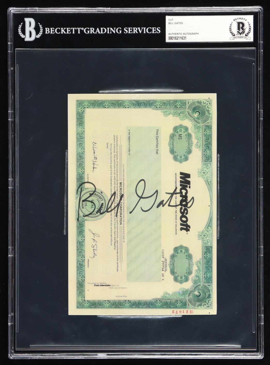 Bill Gates Signed Microsoft Stock Certificate Print (Beckett) at PristineAuction.com Bill Gates Signed Microsoft Stock Certificate Print (Beckett) at PristineAuction.com