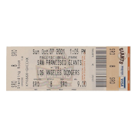 Barry Bonds 73rd Home Run Unused Giants Game Ticket (Stacks of Plaques) at PristineAuction.com