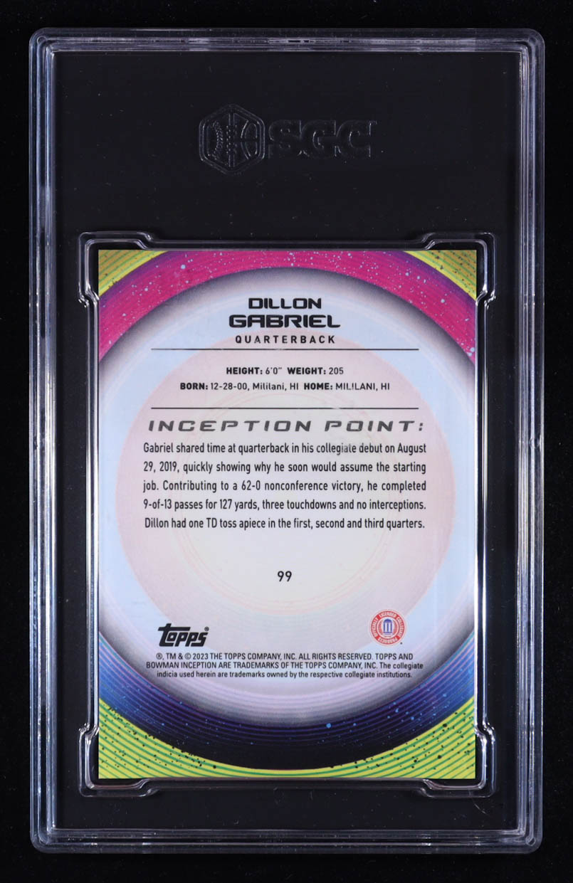 Dillon Gabriel 2022-23 Bowman U Inception Green Foil #99 RC #141/299 (SGC 9.5) at PristineAuction.com Dillon Gabriel 2022-23 Bowman U Inception Green Foil #99 RC #141/299 (SGC 9.5) at PristineAuction.com
