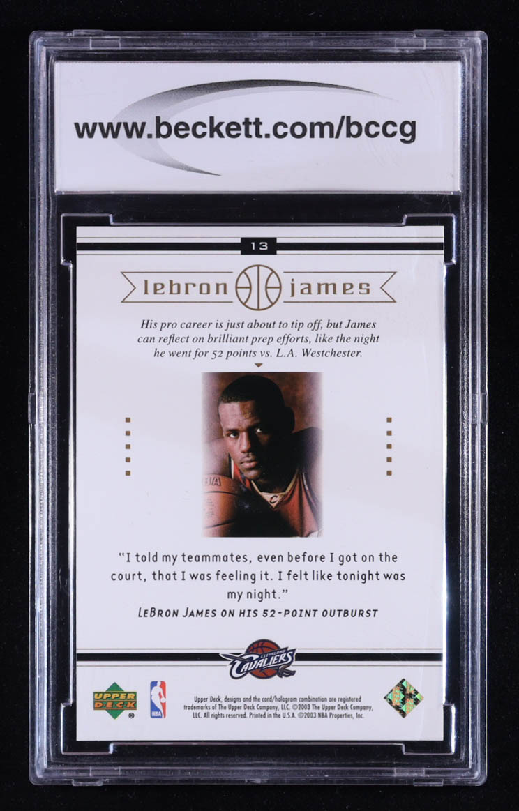 Lebron James 2003 Upper Deck Box Set In The Zone #13 RC (BCCG 10) at PristineAuction.com Lebron James 2003 Upper Deck Box Set In The Zone #13 RC (BCCG 10) at PristineAuction.com