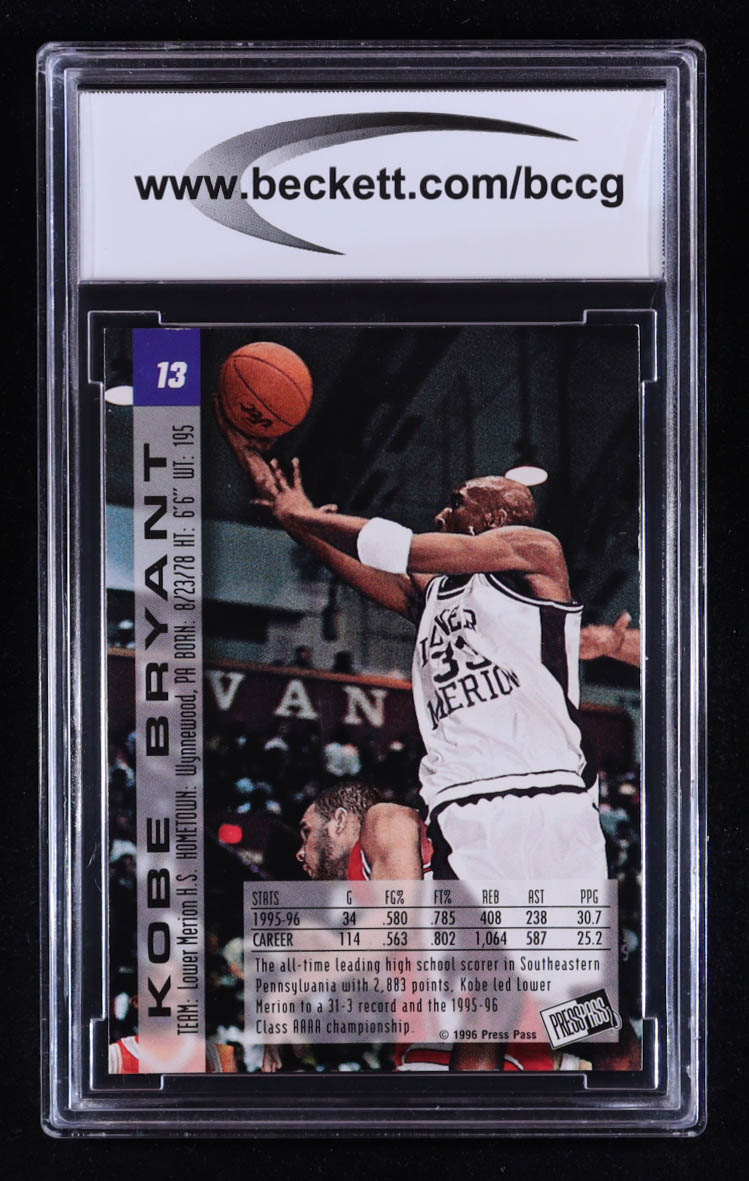 Kobe Bryant 1996 Press Pass Draft Pick #13 RC (BCCG 10) at PristineAuction.com Kobe Bryant 1996 Press Pass Draft Pick #13 RC (BCCG 10) at PristineAuction.com