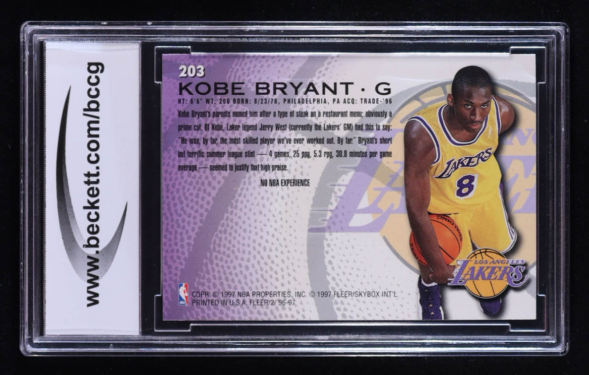 Kobe Bryant 1996-97 Fleer #203 RC (BCCG 10) at PristineAuction.com Kobe Bryant 1996-97 Fleer #203 RC (BCCG 10) at PristineAuction.com