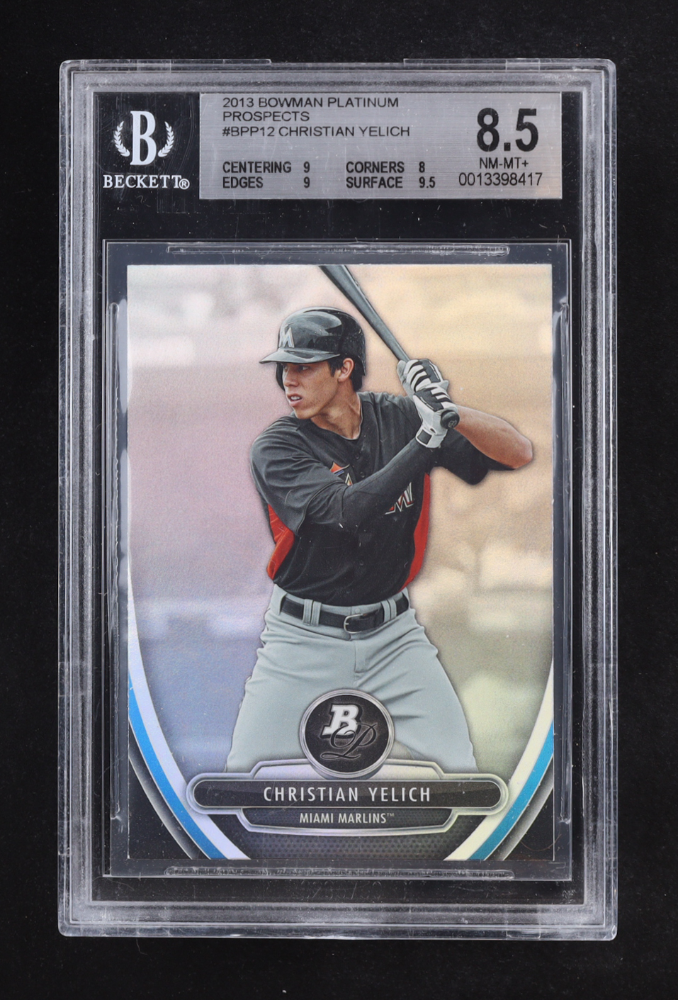 Christian Yelich 2013 Bowman Platinum Prospects #BPP12 RC (BGS 8.5) at PristineAuction.com Christian Yelich 2013 Bowman Platinum Prospects #BPP12 RC (BGS 8.5) at PristineAuction.com