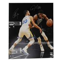 Steph Curry & Giannis Antetokounmpo Signed 16x20 Photo (JSA & Curry) at PristineAuction.com