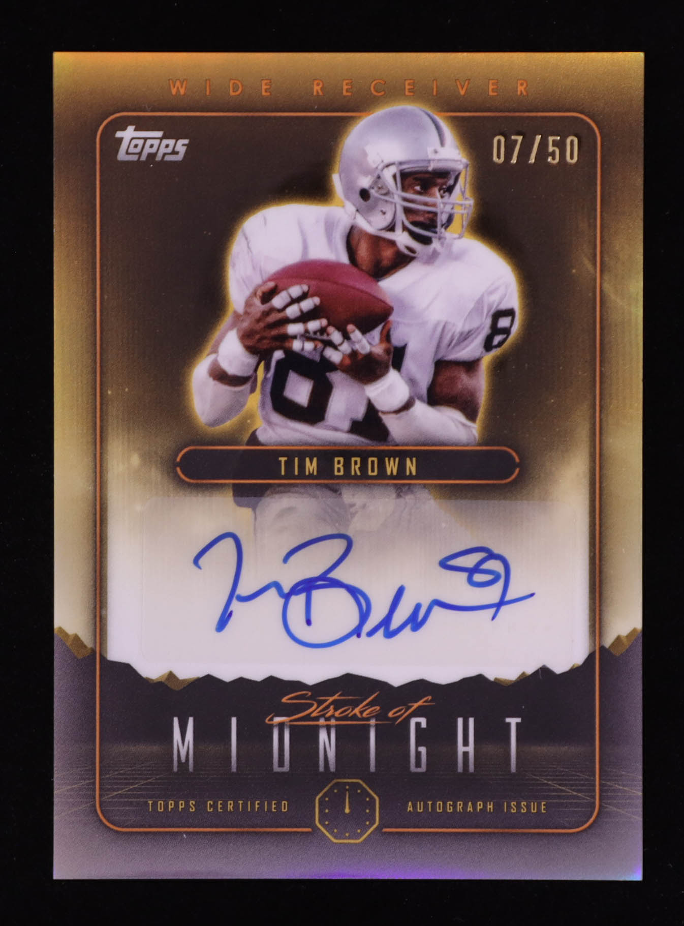 Tim Brown 2024 Topps Midnight Stroke of Midnight Autographs Summer Solstice #SMA-TB #07/50 at PristineAuction.com Tim Brown 2024 Topps Midnight Stroke of Midnight Autographs Summer Solstice #SMA-TB #07/50 at PristineAuction.com