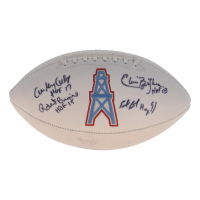 Houston Oilers | Oilers Logo NFL Football Hand-Signed by (4) with Earl Campbell, Robert Brazile with Multiple Inscriptions (JSA & Beckett) at PristineAuction.com