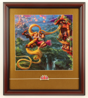Thomas Kinkade "Tangled" Custom Framed Print Display with Rhinestone Tiara Pin at PristineAuction.com