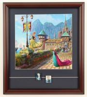 Thomas Kinkade "Frozen" Custom Framed Print Display with Elsa and Ana Pin Set at PristineAuction.com