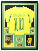 Neymar Jr. Signed Custom Framed Jersey Display With (2) Trading Cards (Beckett) at PristineAuction.com