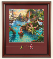 Thomas Kinkade "Tangled" Custom Framed Print Display with Peter Pan & Captain Hook Pin Set at PristineAuction.com
