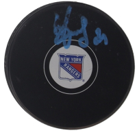 Sergei Zubov Signed Rangers Logo Hockey Puck (JSA) at PristineAuction.com