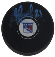 Sergei Zubov Signed Rangers Logo Hockey Puck (JSA) at PristineAuction.com