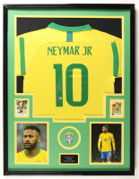 Neymar Jr. Signed Custom Framed Jersey Display With (2) Trading Cards (Beckett) at PristineAuction.com