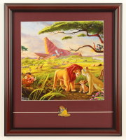 Thomas Kinkade "The Lion King" Custom Framed Print Display with Simba Lion King Pin at PristineAuction.com