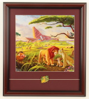Thomas Kinkade "The Lion King" Custom Framed Print Display with Simba Lion King Pin at PristineAuction.com