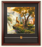 Thomas Kinkade "Bambi" Custom Framed Print Display with Bambi Movie Pin at PristineAuction.com