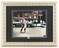 "Willie Mays Playing Streetball" Custom Framed Photo Display with Giants Logo Pin at PristineAuction.com