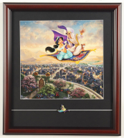 Thomas Kinkade "Aladdin" Custom Framed Print Display with Magic Carpet Ride Disney Pin at PristineAuction.com