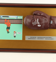 Mike Tyson Signed Custom Framed Vintage Jack Dempsey Model Boxing Glove Display with Nintendo "Punch-Out!" Photo (PSA & Tyson) at PristineAuction.com
