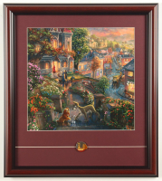 Thomas Kinkade "Lady & The Tramp" Custom Framed Print Display with Movie Pin at PristineAuction.com