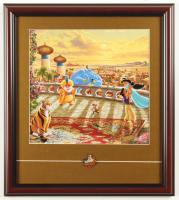 Thomas Kinkade "Aladdin" Custom Framed Print Display with Magic Carpet Ride Disney Pin at PristineAuction.com
