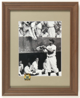 "Jackie Robinson Signed Autographs for Fans at Ebbets Field" Custom Framed Photo Display with 1955 Dodgers Pin at PristineAuction.com
