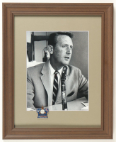 "Vin Scully at Dodgers Stadium" Custom Framed Photo Display with 1959 Dodgers World Series Pin at PristineAuction.com