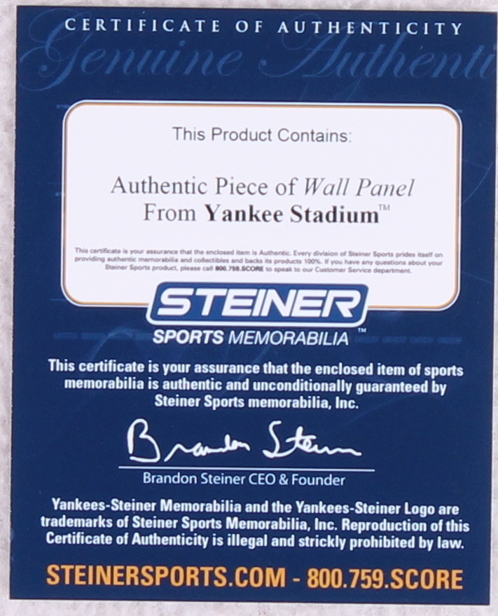 Derek Jeter "The Dive" 5x7 Photo Plaque with Authentic Yankee Stadium Wall Panel (MLB & Steiner COA) at PristineAuction.com Derek Jeter "The Dive" 5x7 Photo Plaque with Authentic Yankee Stadium Wall Panel (MLB & Steiner COA) at PristineAuction.com