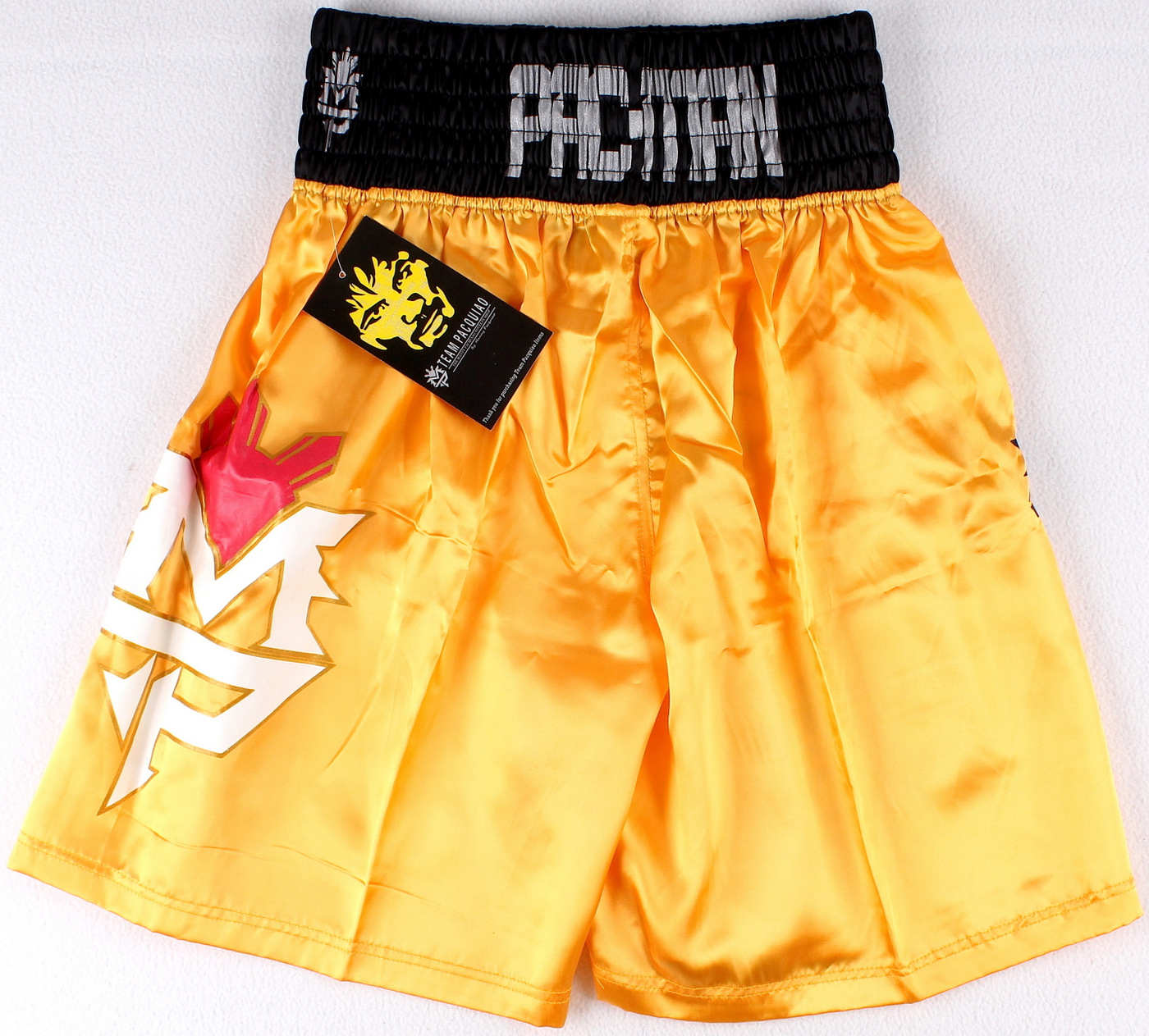 Manny Pacquiao Signed Boxing Shorts Inscribed "Pacman" (Pacquiao COA) at PristineAuction.com Manny Pacquiao Signed Boxing Shorts Inscribed "Pacman" (Pacquiao COA) at PristineAuction.com