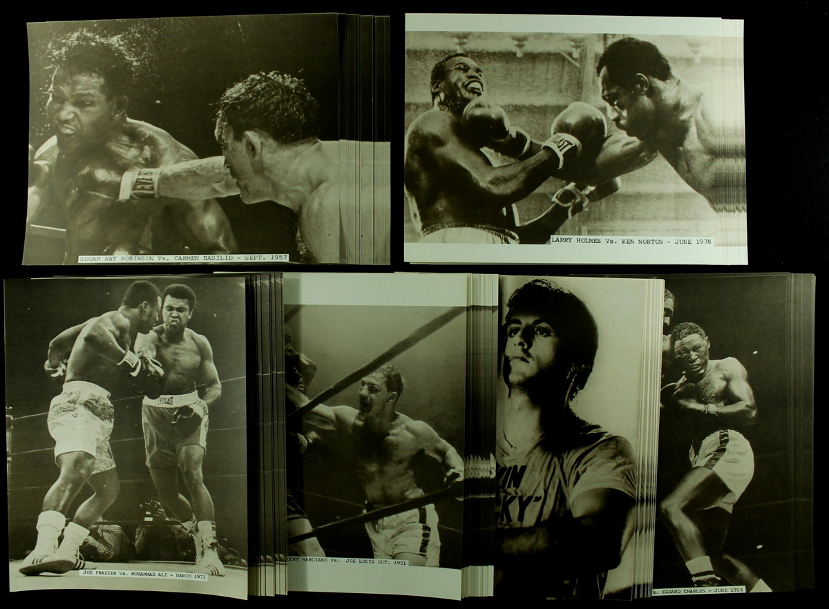 Lot of (100) Boxing 11x14 Photos With Muhammad Ali, Rocky Balboa, Joe Frazier, Ezzard Charles, Sugar Ray Robinson, Joe Lewis at PristineAuction.com Lot of (100) Boxing 11x14 Photos With Muhammad Ali, Rocky Balboa, Joe Frazier, Ezzard Charles, Sugar Ray Robinson, Joe Lewis at PristineAuction.com