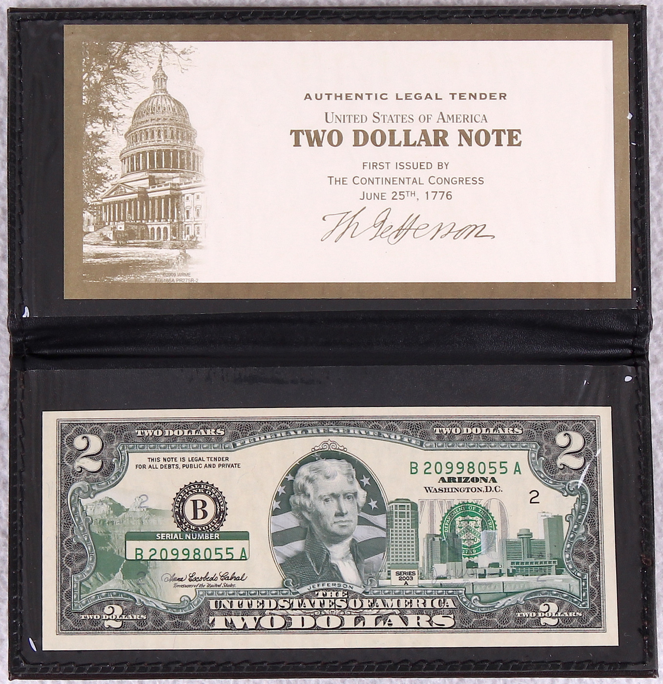 Uncirculated Limited Edition Arizona Commemorative $2 Two Dollar Bill at PristineAuction.com Uncirculated Limited Edition Arizona Commemorative $2 Two Dollar Bill at PristineAuction.com