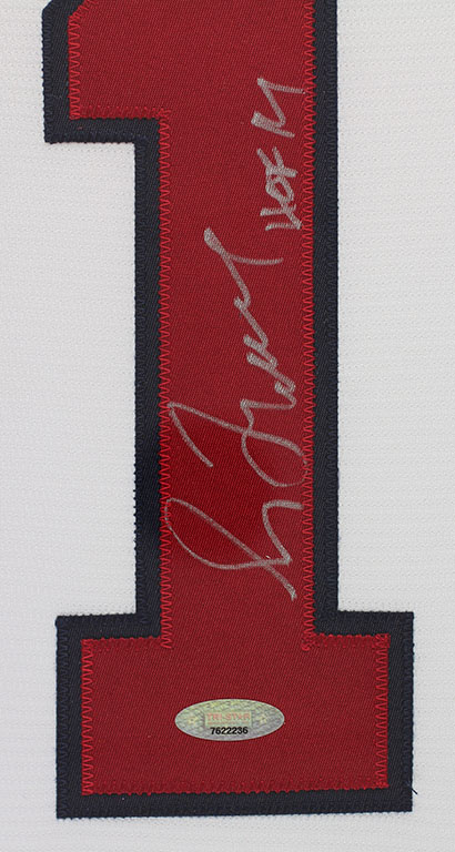 Greg Maddux Signed 35" x 43" Custom Framed Jersey Inscribed "HOF 14" (TriStar) at PristineAuction.com Greg Maddux Signed 35" x 43" Custom Framed Jersey Inscribed "HOF 14" (TriStar) at PristineAuction.com
