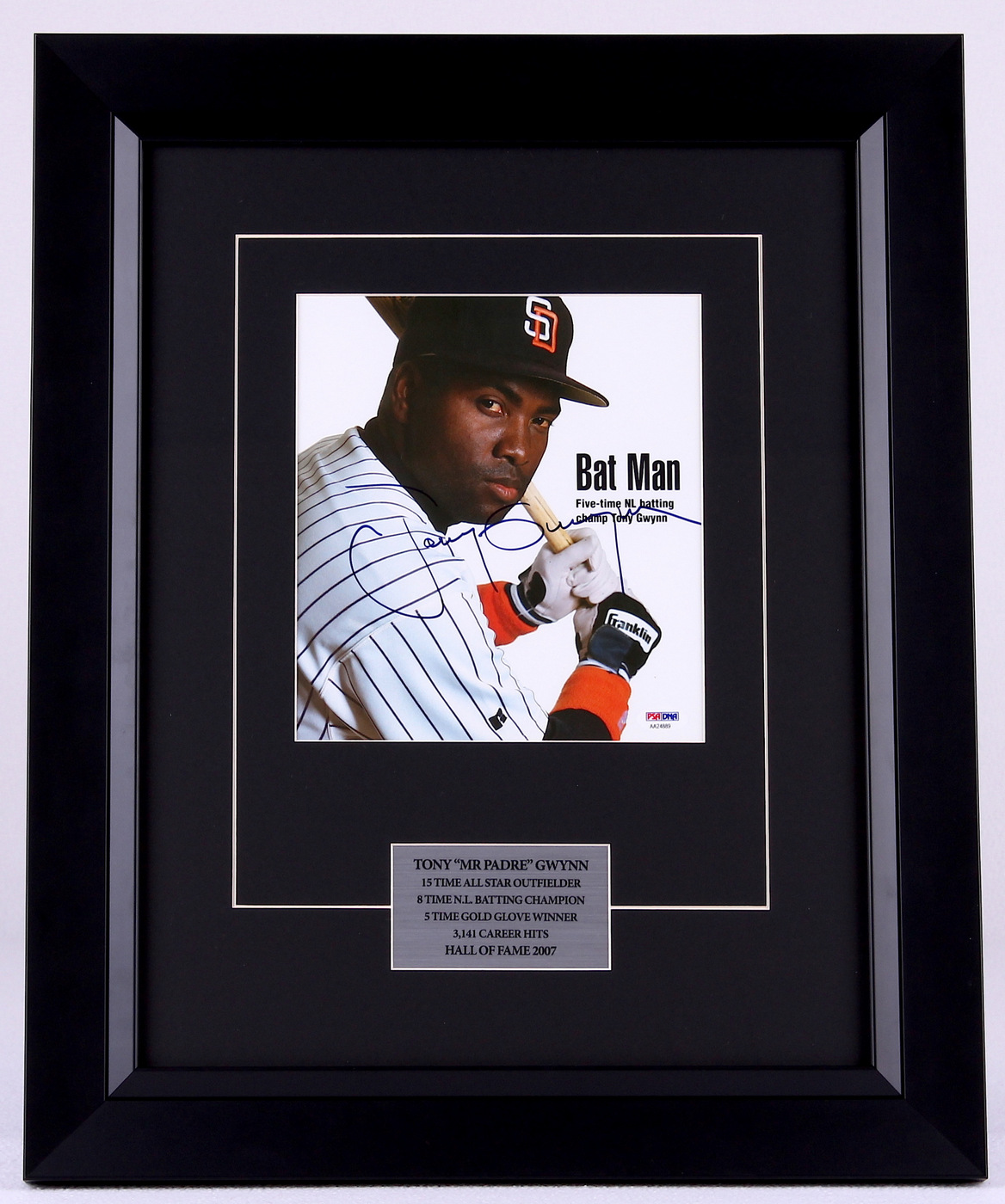 Tony Gwynn Signed Padres 18x22 Custom Framed Display (PSA COA) at PristineAuction.com Tony Gwynn Signed Padres 18x22 Custom Framed Display (PSA COA) at PristineAuction.com