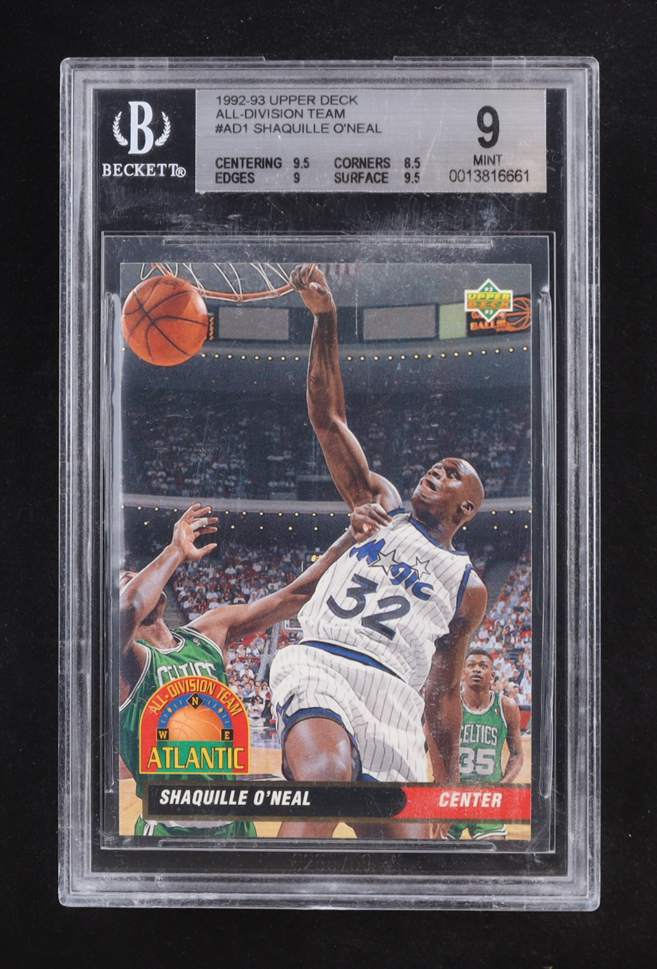 Shaquille O'Neal 1992-93 Upper Deck All-Division Team #AD1 RC (BGS 9) at PristineAuction.com Shaquille O'Neal 1992-93 Upper Deck All-Division Team #AD1 RC (BGS 9) at PristineAuction.com