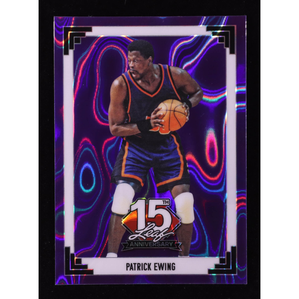 Patrick Ewing 2025 Leaf 15th Year Anniversary National Convention '91 Leaf Purple Lava #91B126 #7/7 at PristineAuction.com