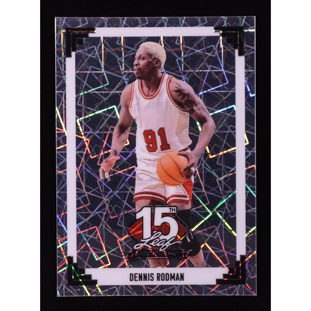 Dennis Rodman 2025 Leaf 15th Year Anniversary National Convention '91 Leaf Silver Laser #91B40 #12/15 at PristineAuction.com