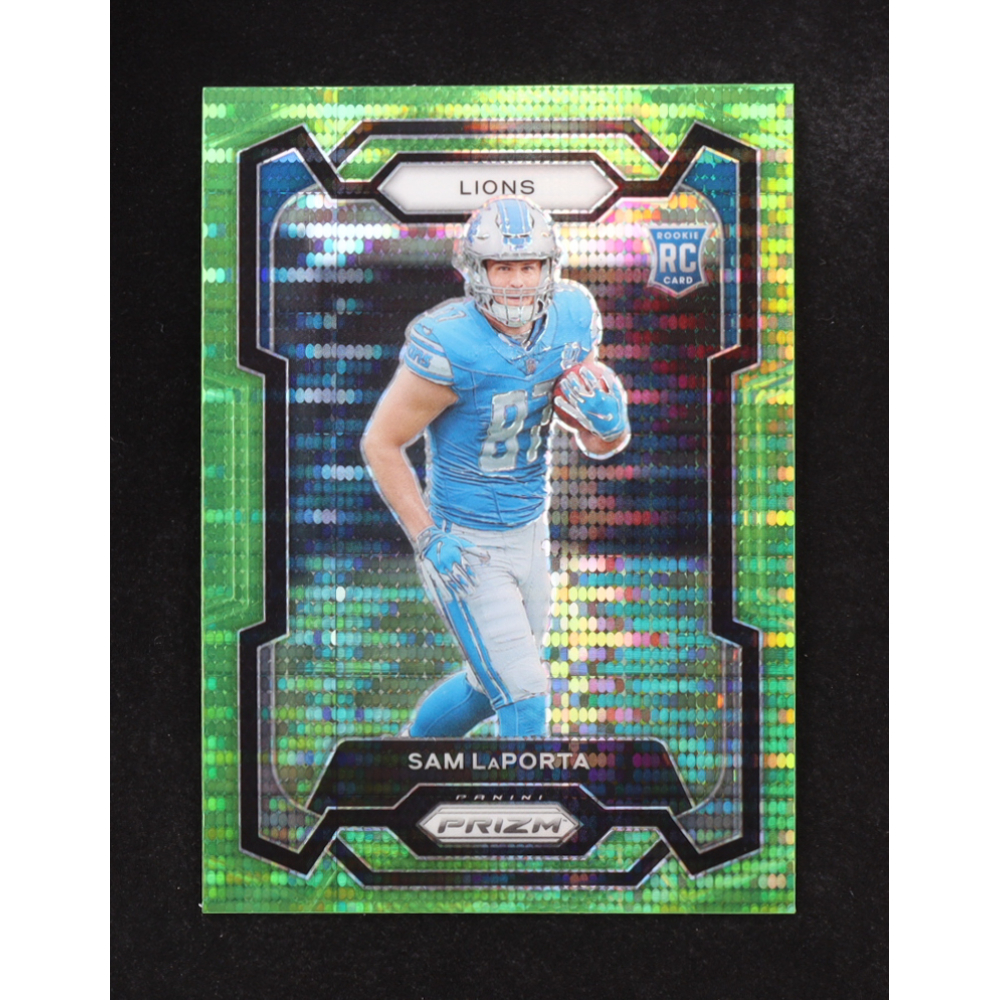 Sam LaPorta 2023 Panini Prizm Prizms Neon Green Pulsar #332 RC at PristineAuction.com
