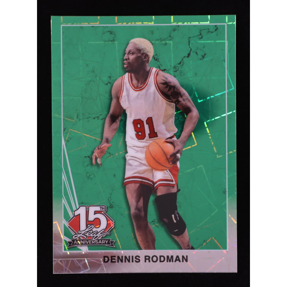 Dennis Rodman 2025 Leaf 15th Year Anniversary National Convention '90 Leaf Green Laser #90B40 #5/6 at PristineAuction.com