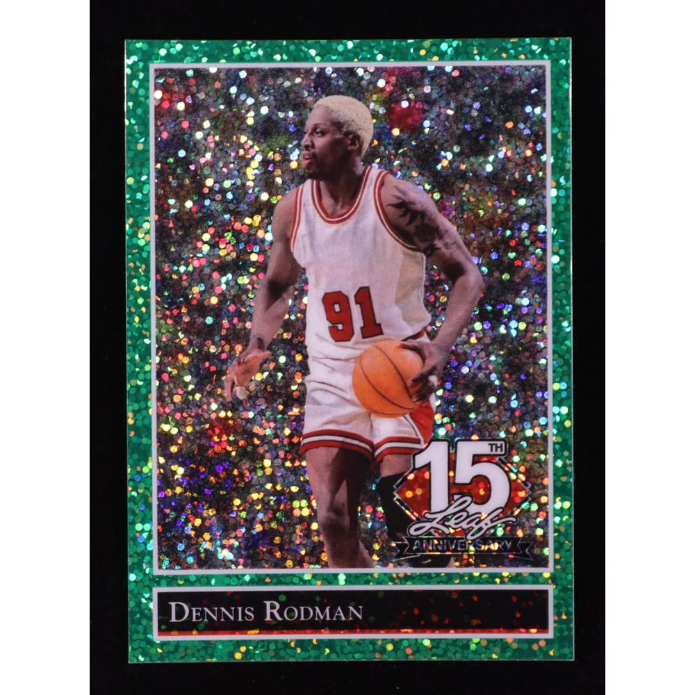 Dennis Rodman 2025 Leaf 15th Year Anniversary National Convention '92 Leaf Green Sparkle #92B40 #1/6 at PristineAuction.com