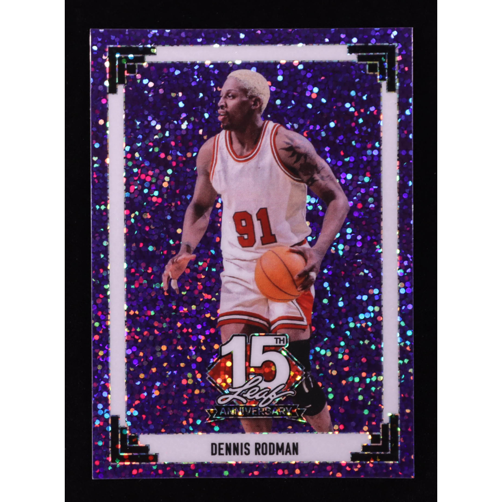 Dennis Rodman 2025 Leaf 15th Year Anniversary National Convention '91 Leaf Purple Sparkle #91B40 #6/7 at PristineAuction.com
