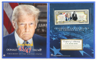 Donald Trump Genuine Legal Tender Colorized U.S. $2.00 Two Dollar Bill Commemorative Edition Bank Note with Folder at PristineAuction.com