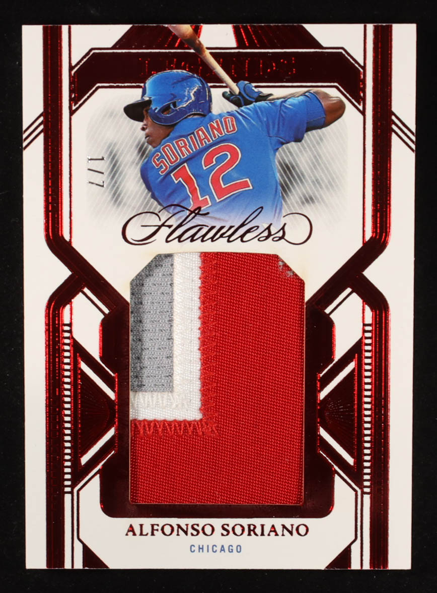 Alfonso Soriano 2023 Panini Flawless Legends Jumbo Material Ruby #14 #1/7 at PristineAuction.com Alfonso Soriano 2023 Panini Flawless Legends Jumbo Material Ruby #14 #1/7 at PristineAuction.com