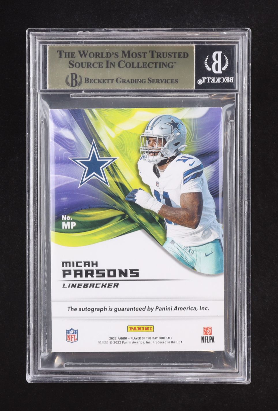 Micah Parsons 2022 Panini America NFL Player of the Day Autographs #MP #20/50 (BGS) at PristineAuction.com Micah Parsons 2022 Panini America NFL Player of the Day Autographs #MP #20/50 (BGS) at PristineAuction.com