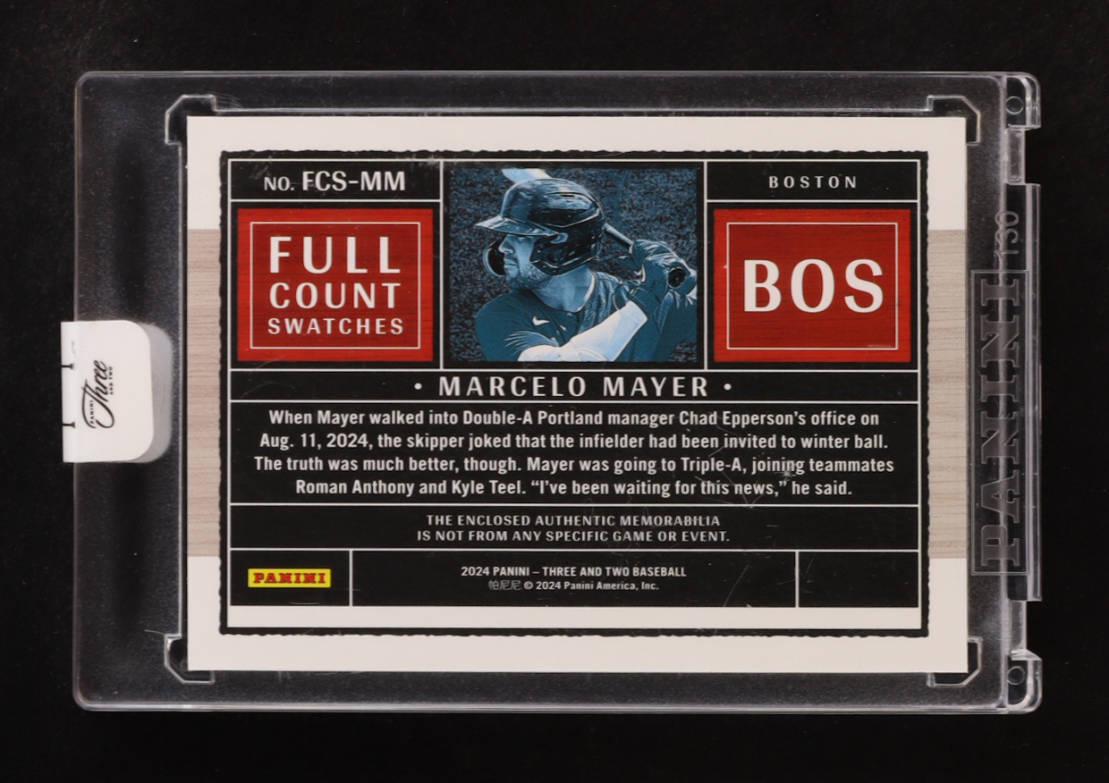 Marcelo Mayer 2024 Panini Three and Two Full Count Swatches Holo Silver #12 #1/25 at PristineAuction.com Marcelo Mayer 2024 Panini Three and Two Full Count Swatches Holo Silver #12 #1/25 at PristineAuction.com