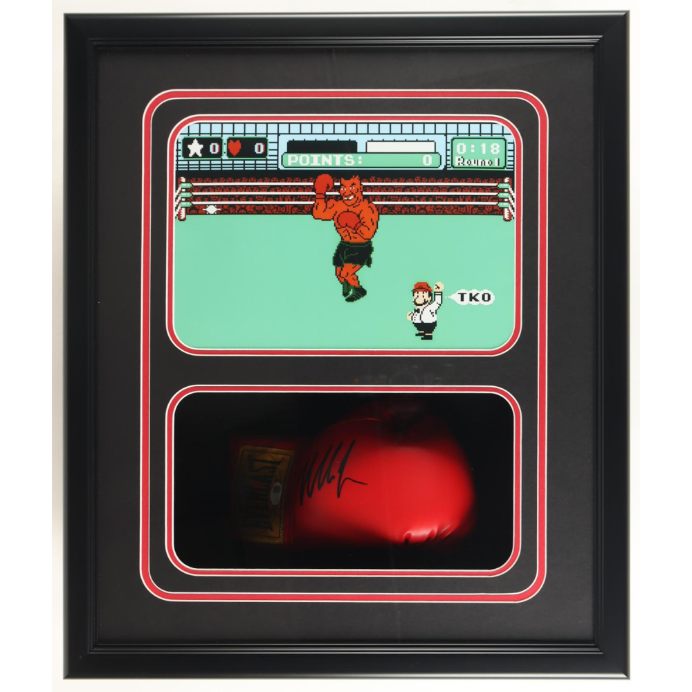 Mike Tyson Signed "Punch Out!!!" Custom Framed Shadowbox Everlast Boxing Glove Display (JSA & Tyson) at PristineAuction.com