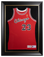 Michael Jordan Signed LE Bulls Champion Custom Framed Jersey Display (UDA) at PristineAuction.com