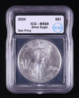 2024 American Silver Eagle, Star Privy (ICG MS69) at PristineAuction.com